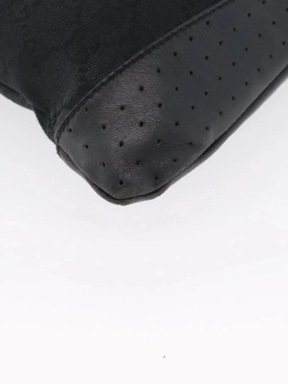 GUCCI GG Canvas Shoulder Bag Black Silver 145857 Auth ti3750